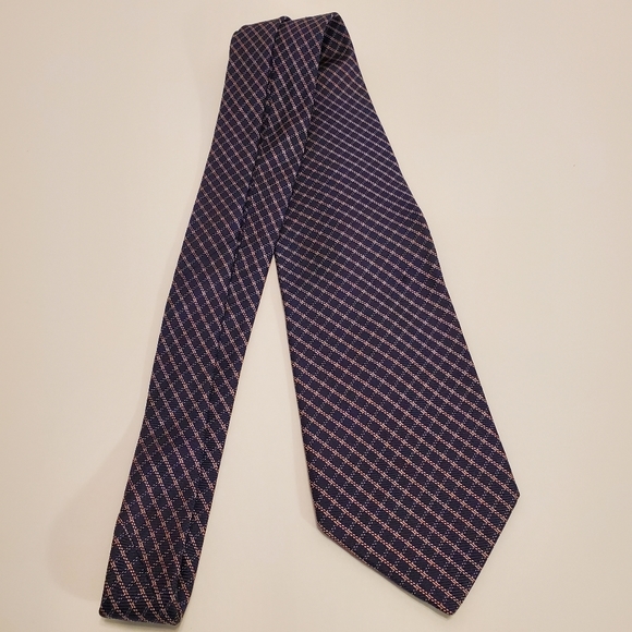 Jos. A. Bank Blue Check Silk Tie Jacquard Fabric 58x4" - Picture 2 of 5